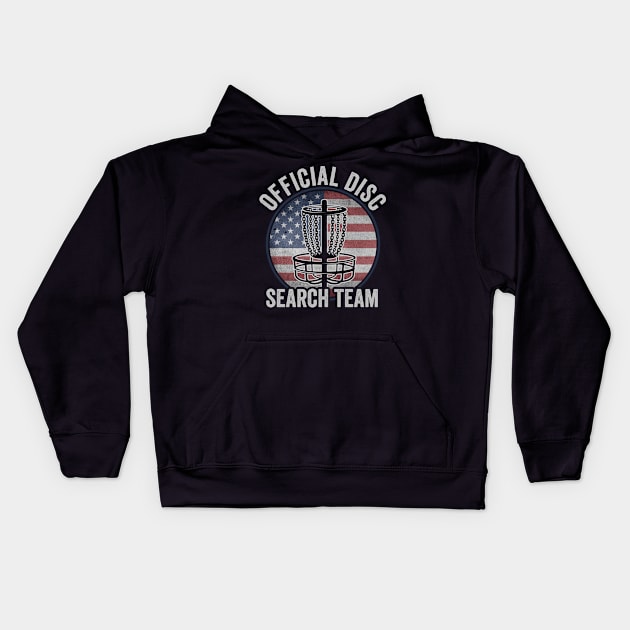 Official Disc Search Team Funny Disc Golf Player Kids Hoodie by Visual Vibes